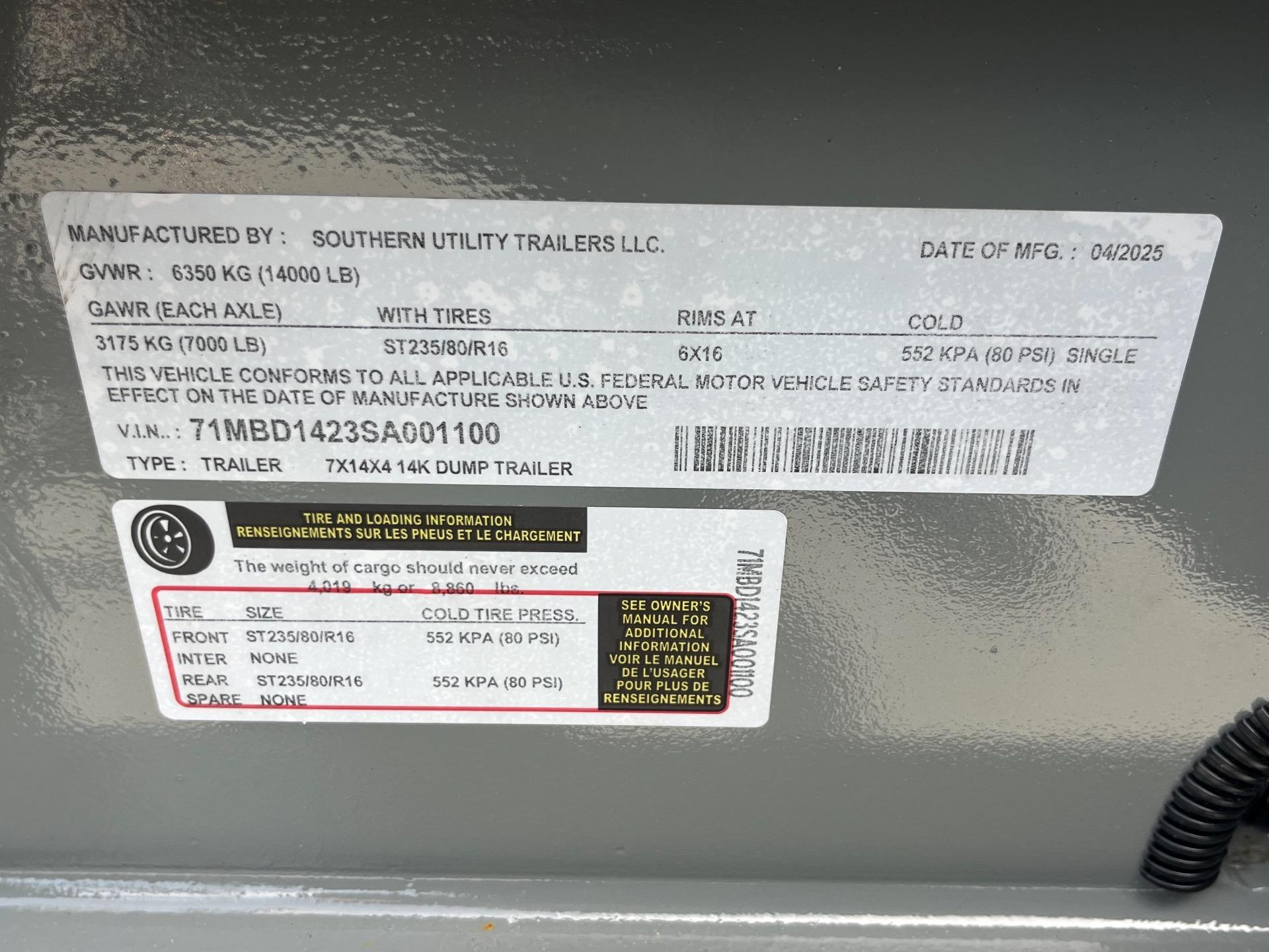 2025 Southern Utility 7' x 14' (4' Sides) 11
