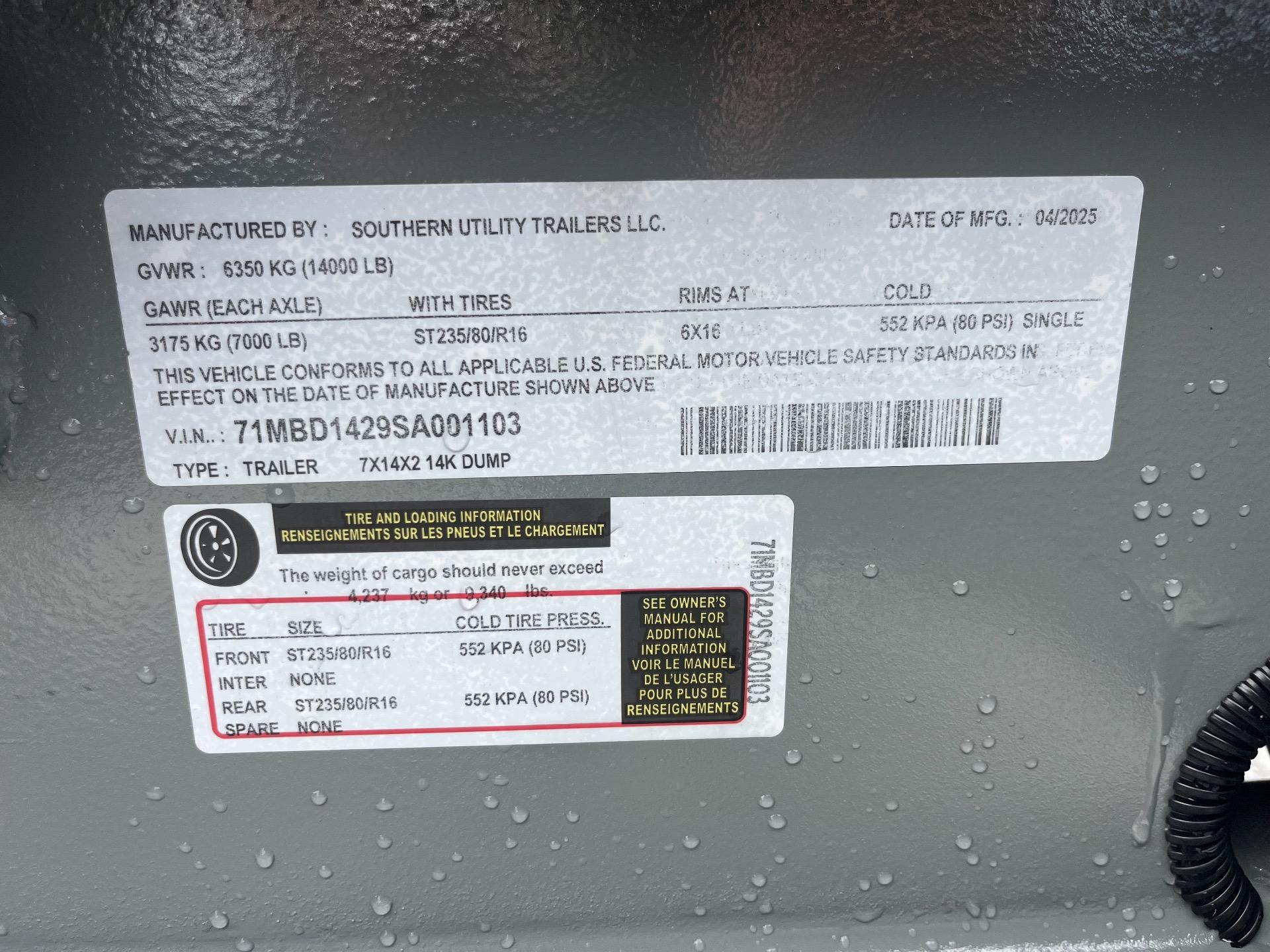 2025 Southern Utility 7' x 14' (2' Sides) 12