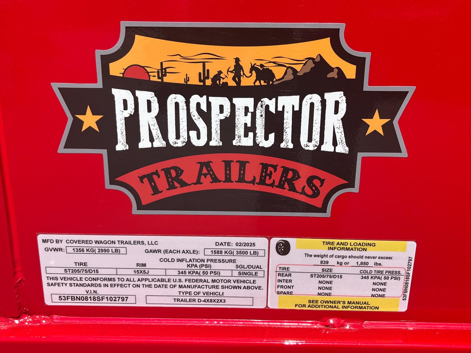2025 Covered Wagon (Prospector Series) 4' x 8' (2' Sides) 15