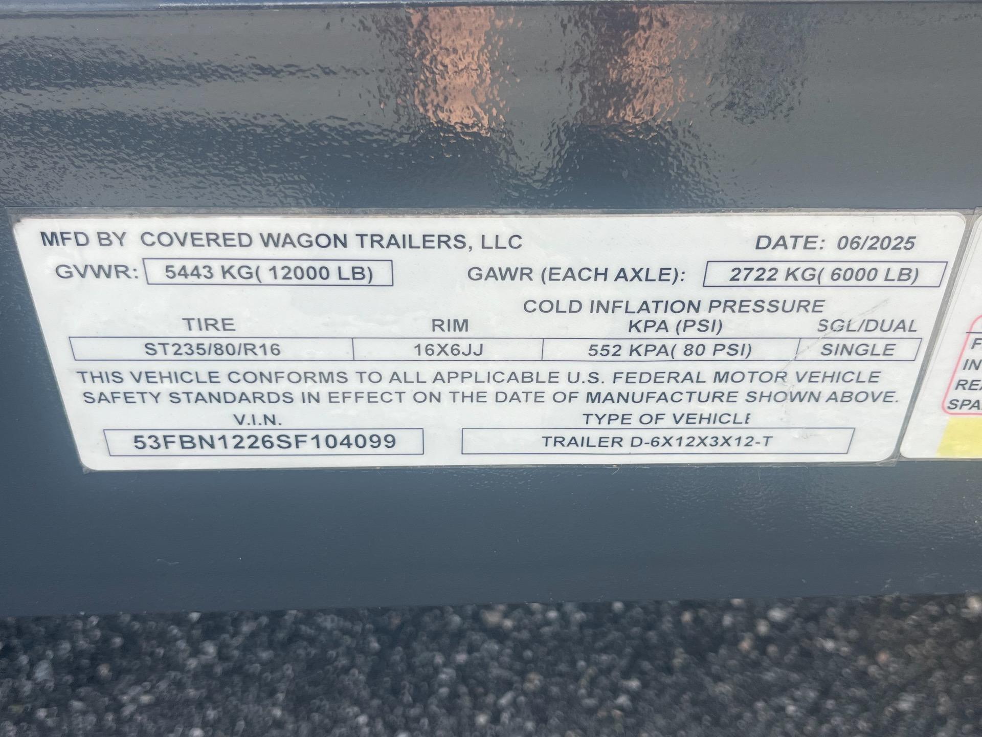 2026 Covered Wagon (Prospector Series) 6' x 12' (3' Sides) 14