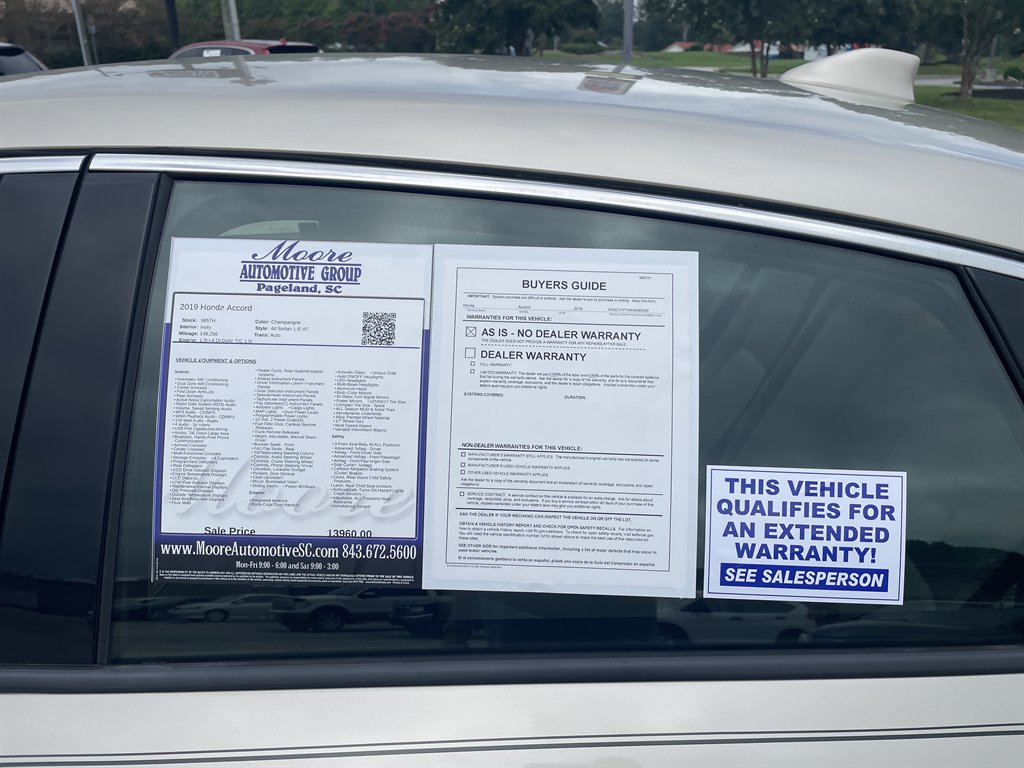 2019 Honda Accord - $13,960