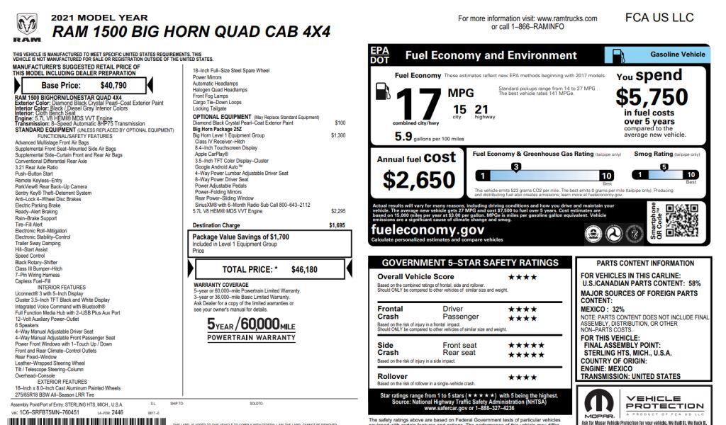 2021 RAM 1500 Big Horn Quad Cab 4WD  photo