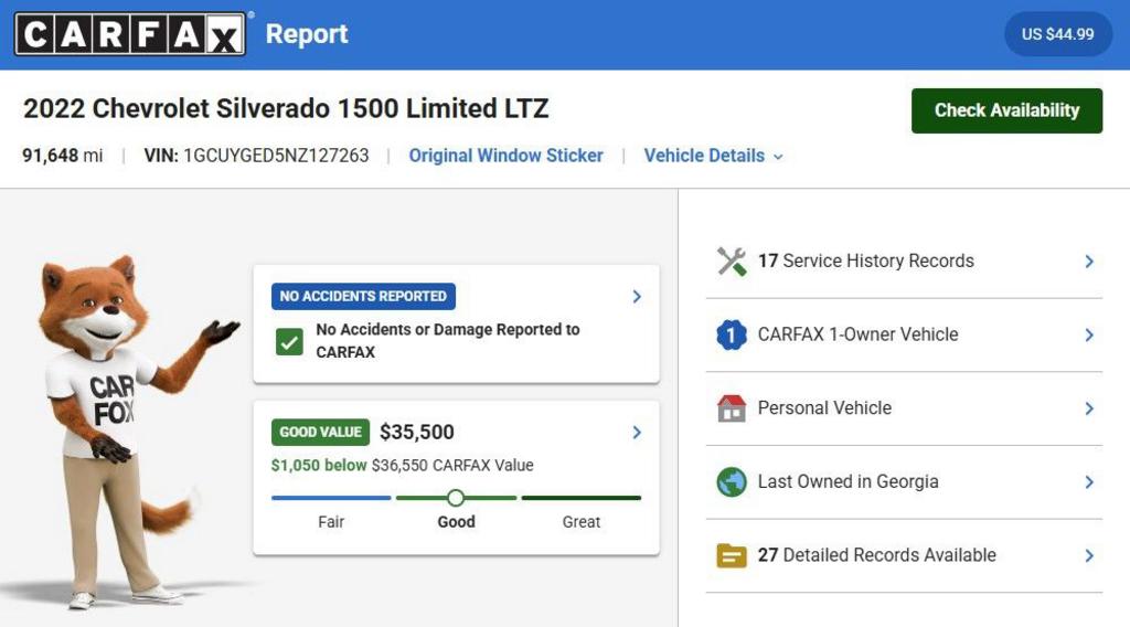 2022 Chevrolet Silverado Ltd - $35,800