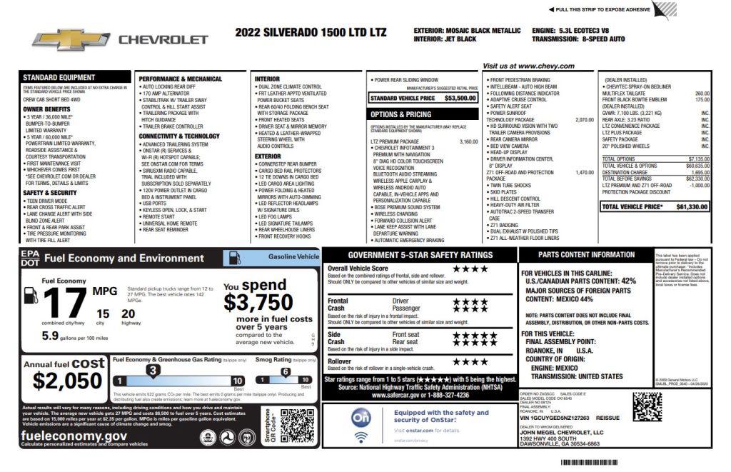 2022 Chevrolet Silverado Ltd - $35,800