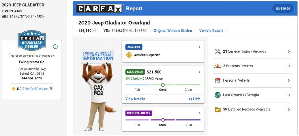 2020 Jeep Gladiator - $20,900
