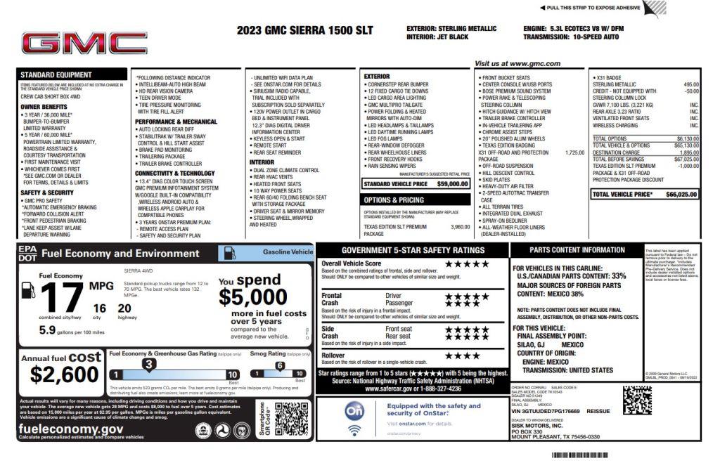 2023 GMC Sierra - $44,900