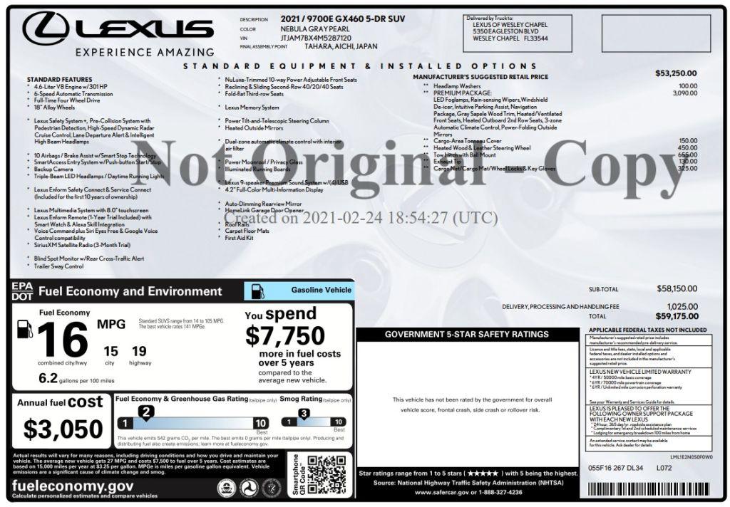 2021 Lexus GX - $43,800