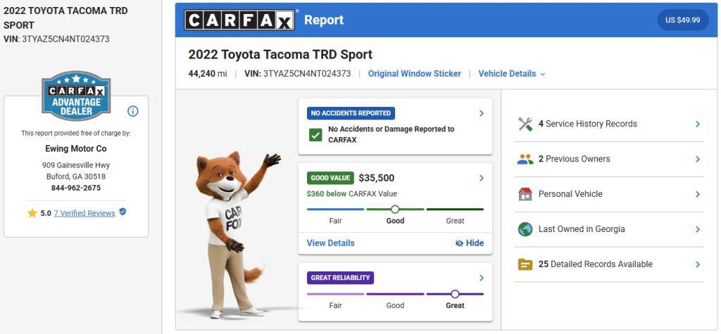 2022 Toyota Tacoma - $35,500