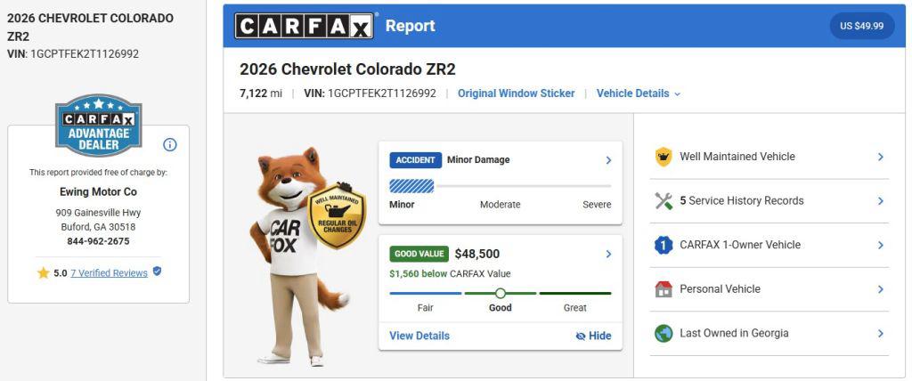 2026 Chevrolet Colorado - $48,500