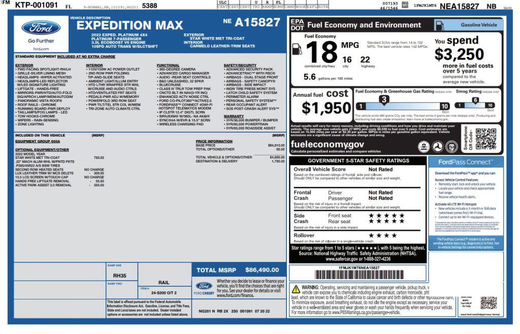 2022 Ford Expedition - $52,900