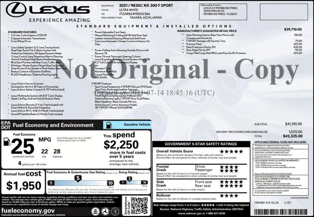 2021 Lexus NX - $27,900