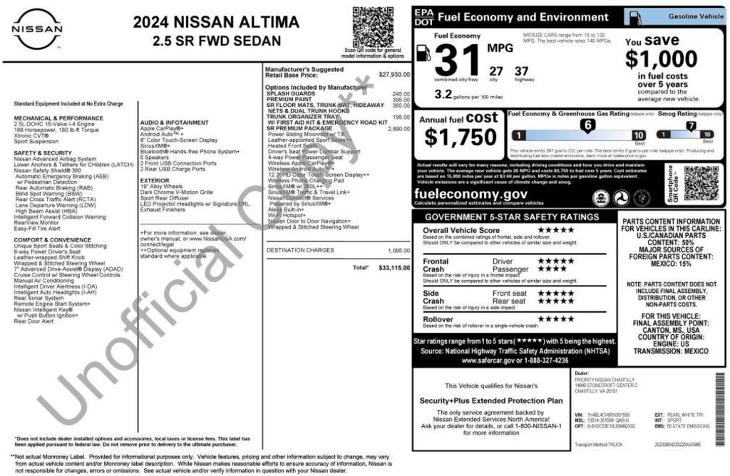 2024 Nissan Altima - $19,500