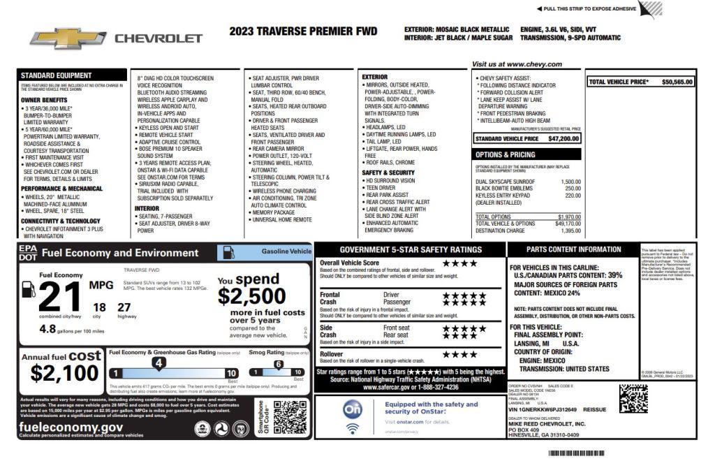 2023 Chevrolet Traverse - $32,800