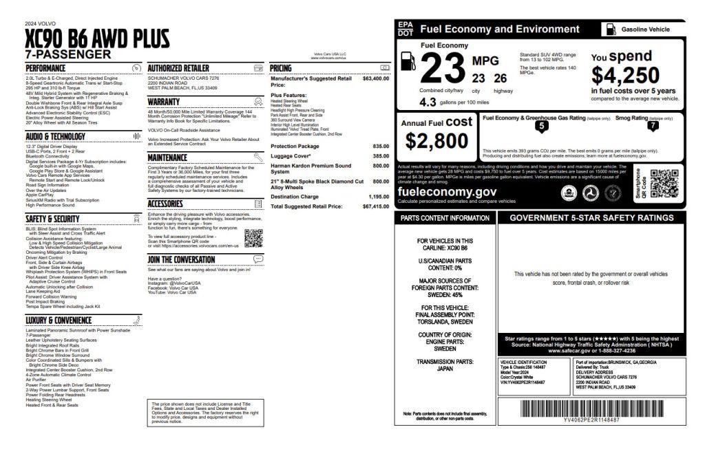 2024 Volvo XC90 - $41,500