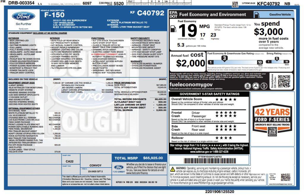 2019 Ford F-150 - $25,800