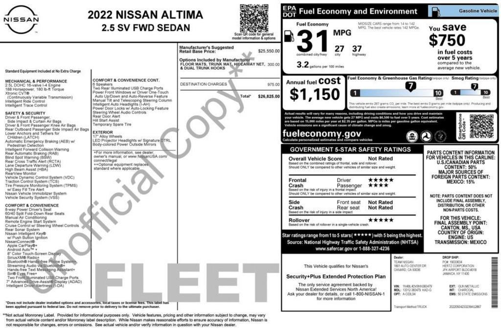 2022 Nissan Altima - $13,500