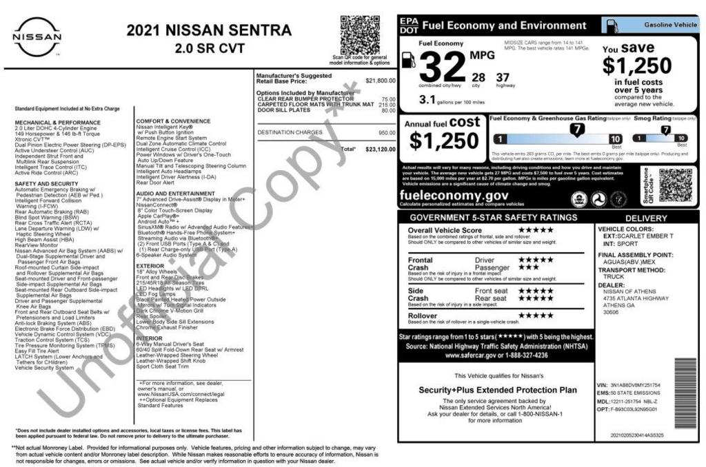 2021 Nissan Sentra - $17,500