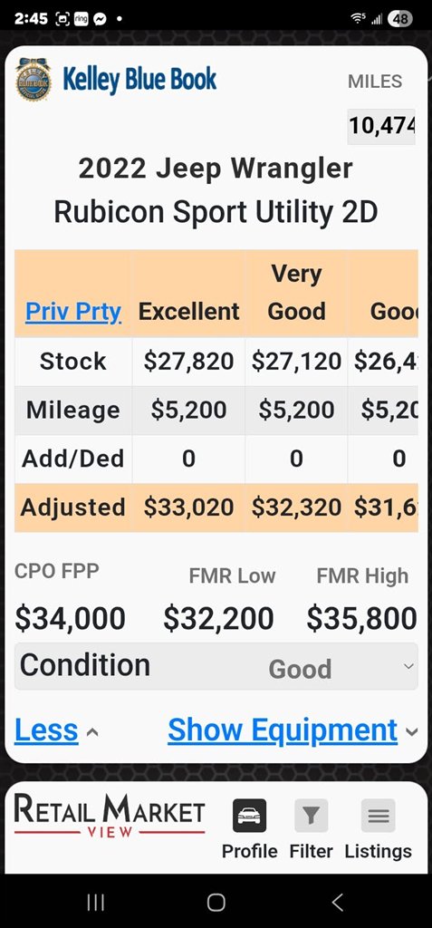 2022 Jeep Wrangler - $31,995
