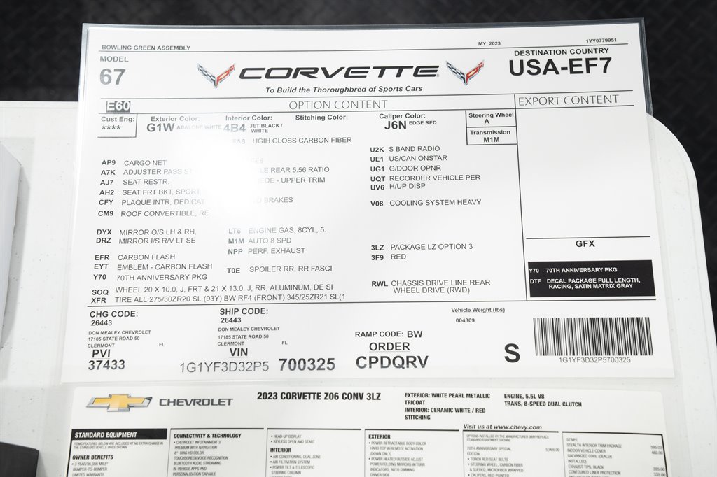2023 Chevrolet Corvette Z06 3lz photo