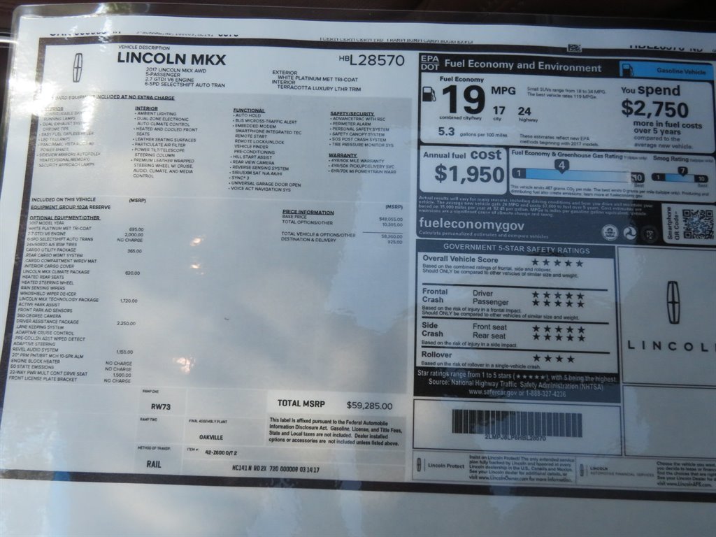 2017 Lincoln MKX - $15,995