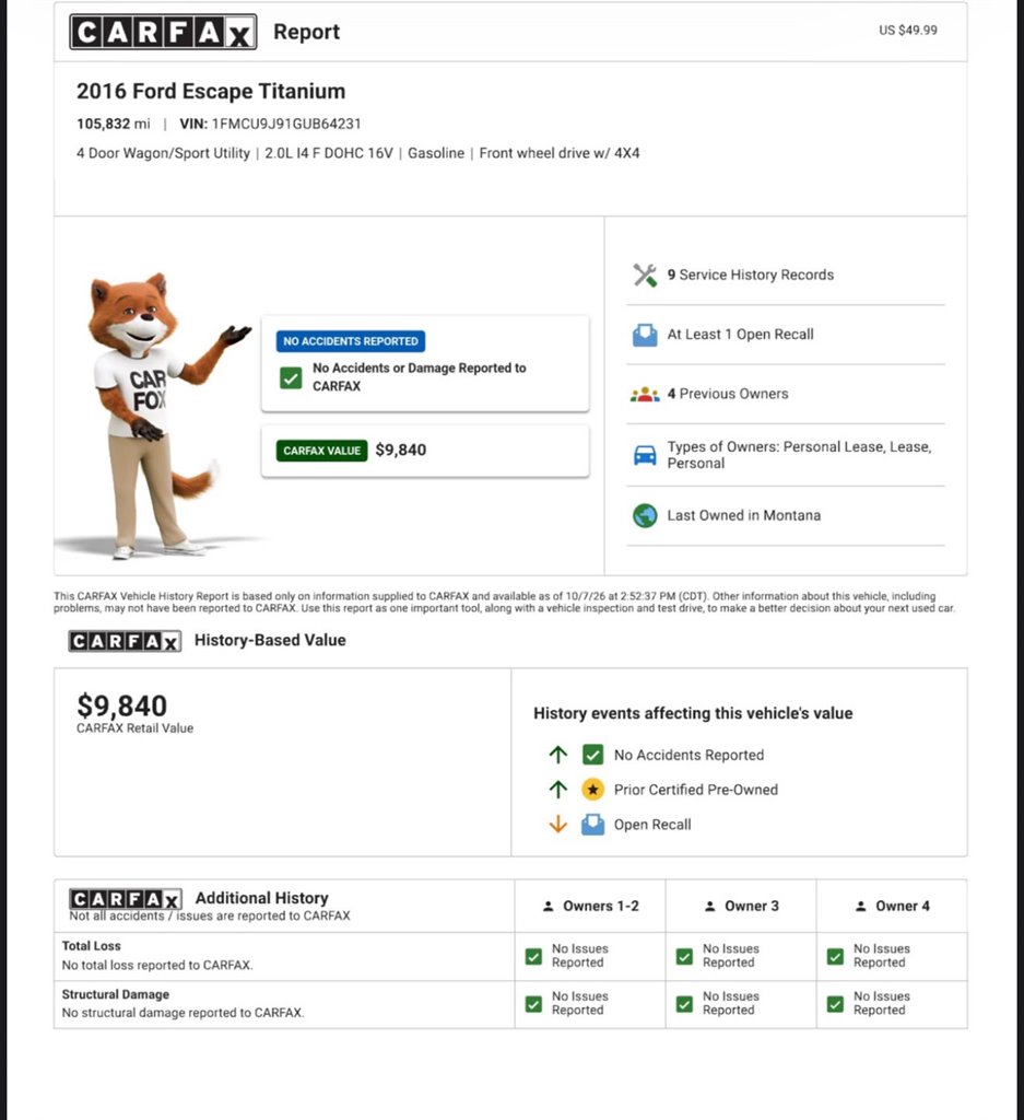2016 Ford Escape - $8,995