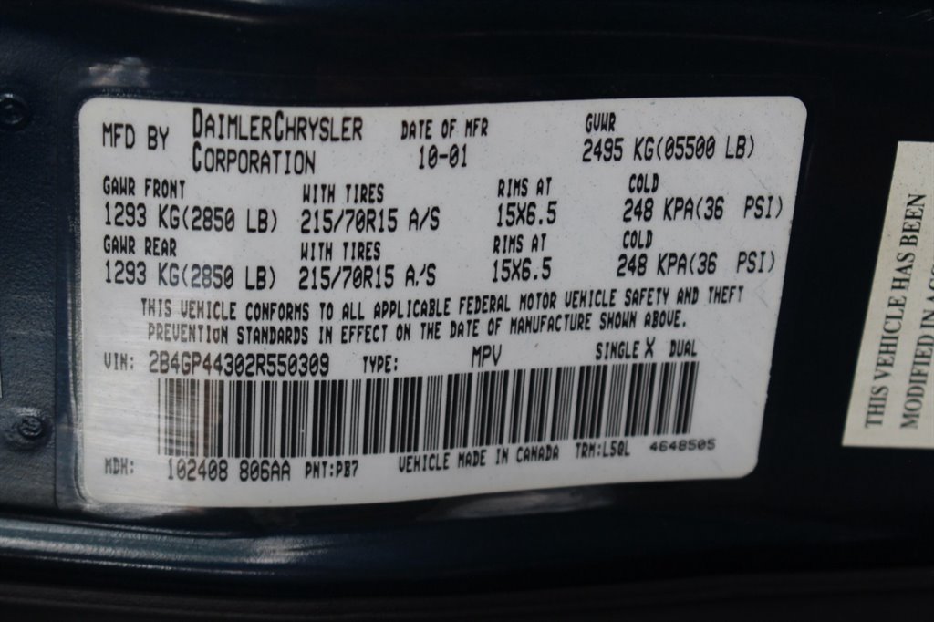 2002 Dodge Grand Caravan - $8,995