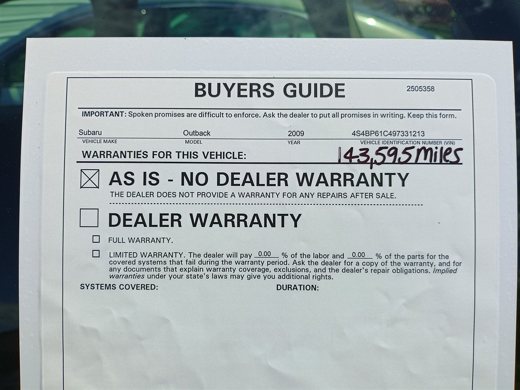 2009 Subaru Outback 2.5i Special Edition photo