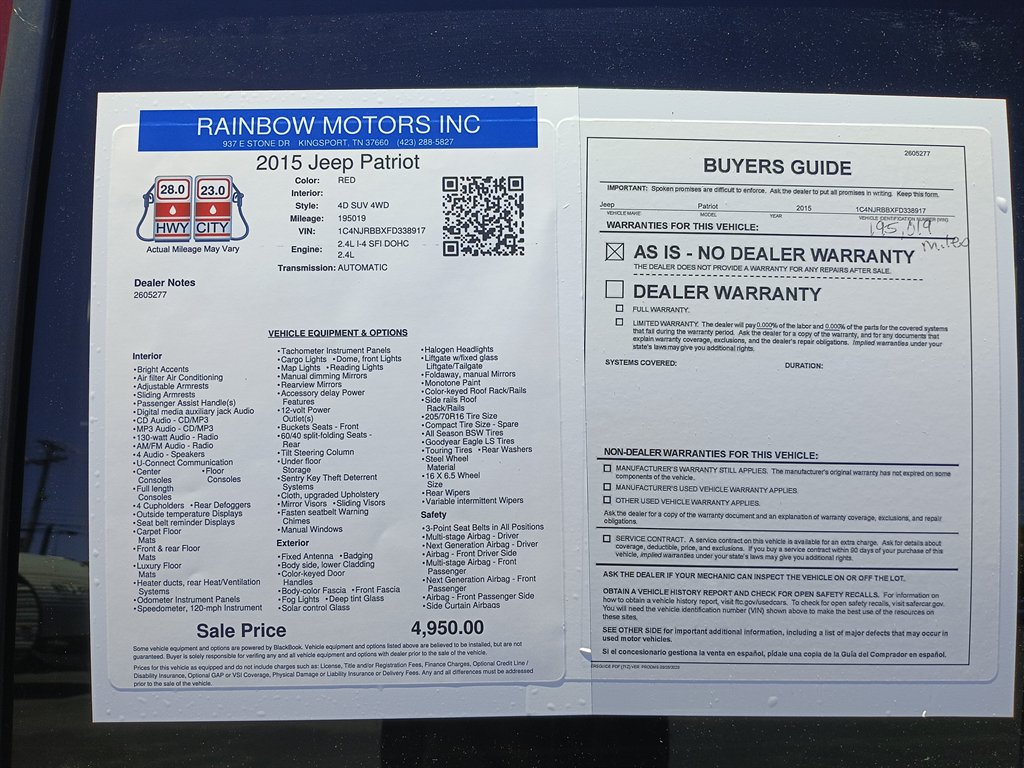2015 Jeep Patriot - $4,950