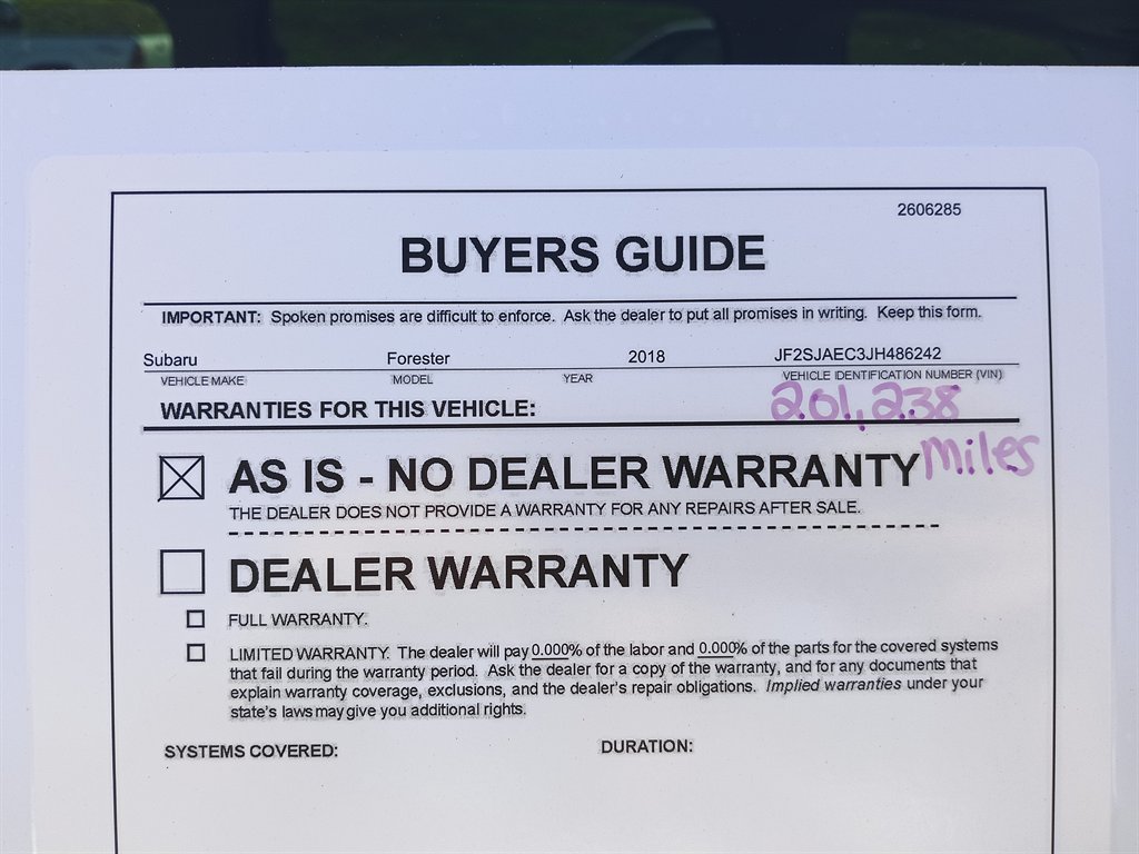 2018 Subaru Forester - $7,450
