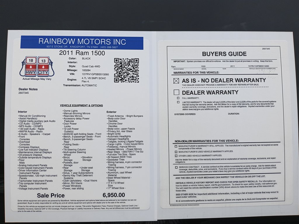 2011 Ram 1500 - $6,950