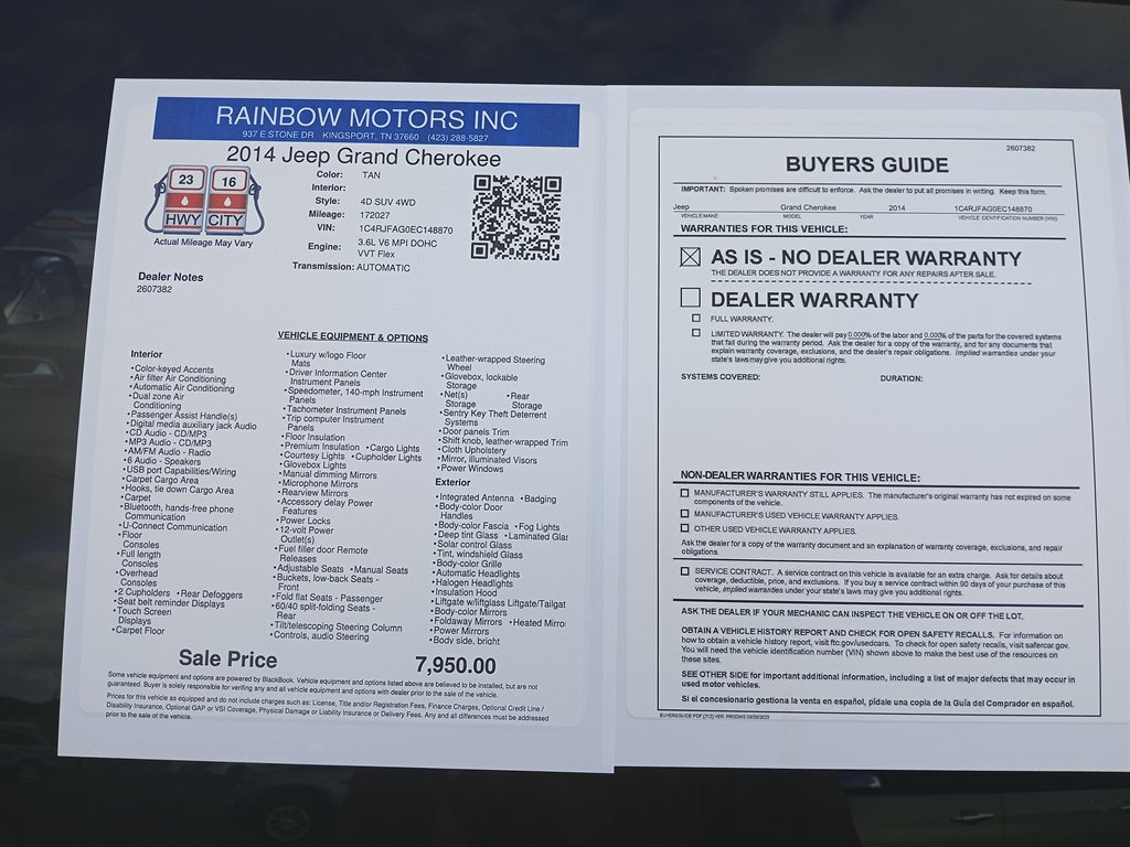 2014 Jeep Cherokee - $7,950