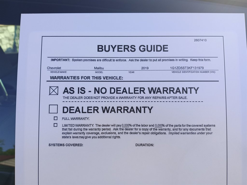 2019 Chevrolet Malibu - $6,950