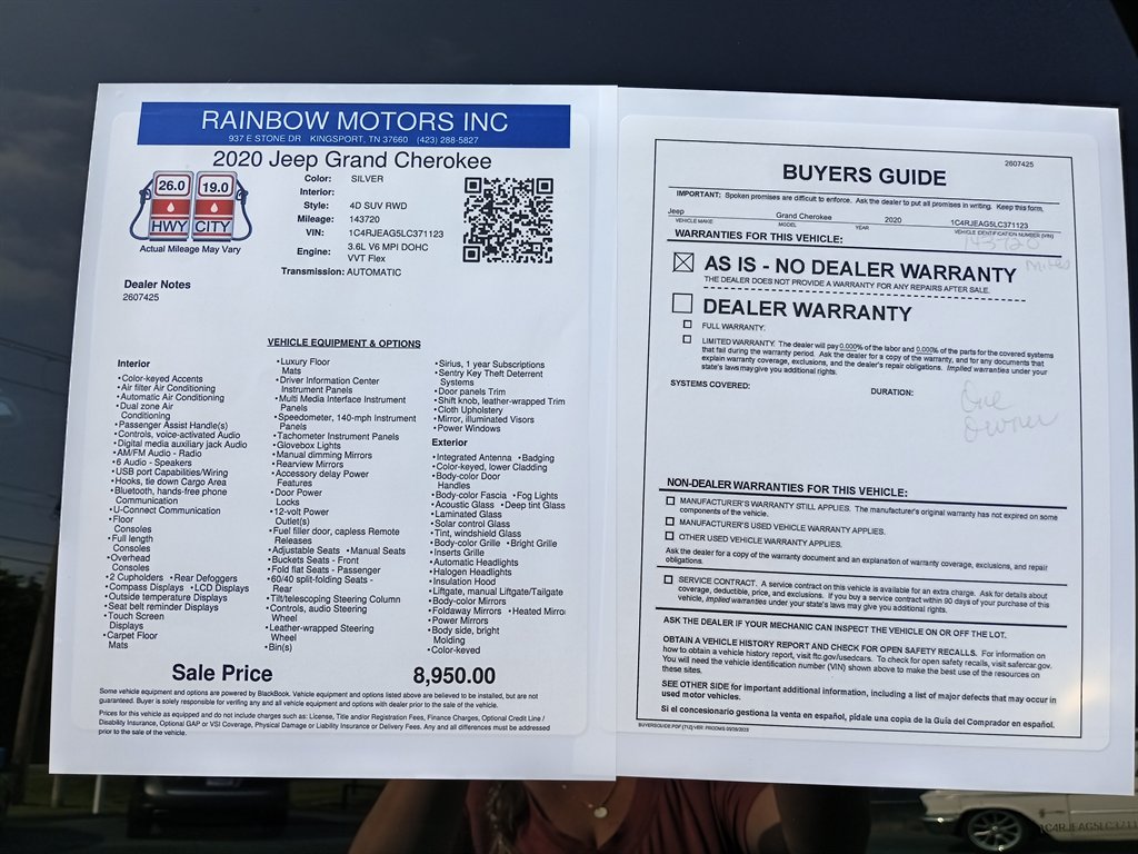 2020 Jeep Cherokee - $8,950