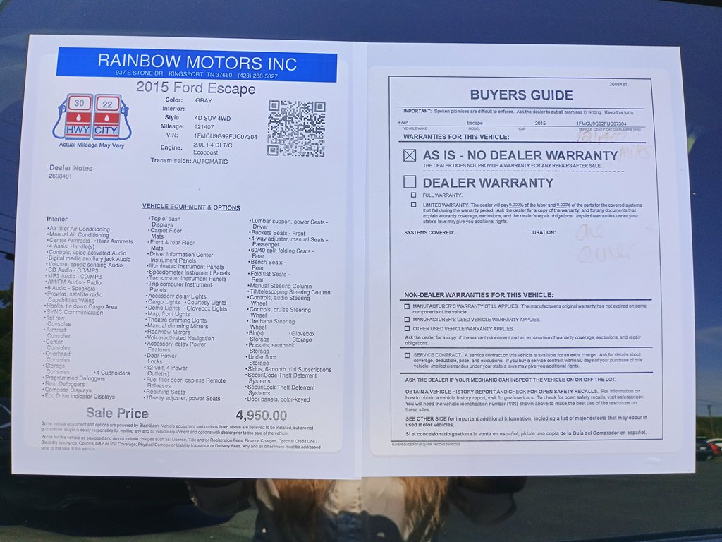 2015 Ford Escape - $4,950