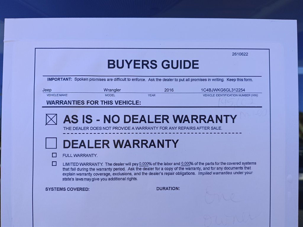 2016 Jeep Wrangler - $6,950