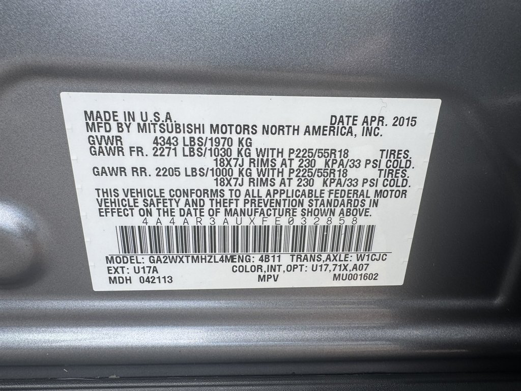 2015 Mitsubishi Outlander - $12,372