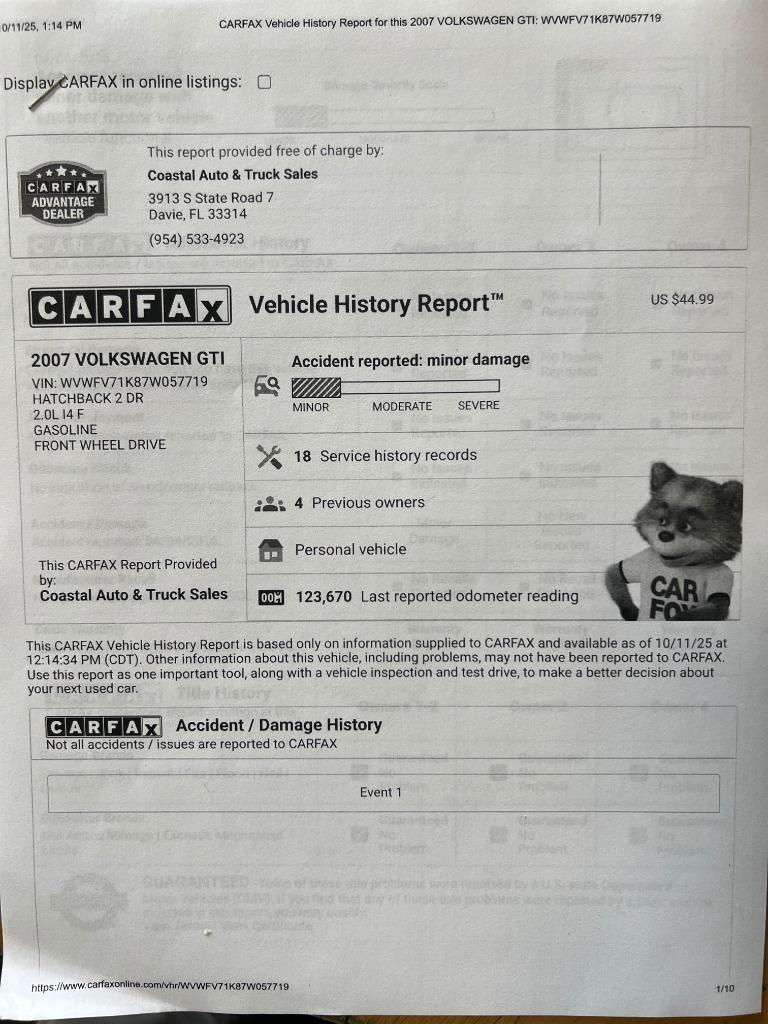 2007 Volkswagen GTI - $5,499