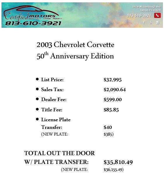2003 CHEVROLET Corvette Convertible - $32,995