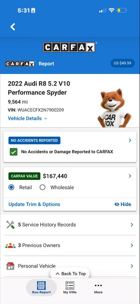 2022 Audi R8 - $179,995
