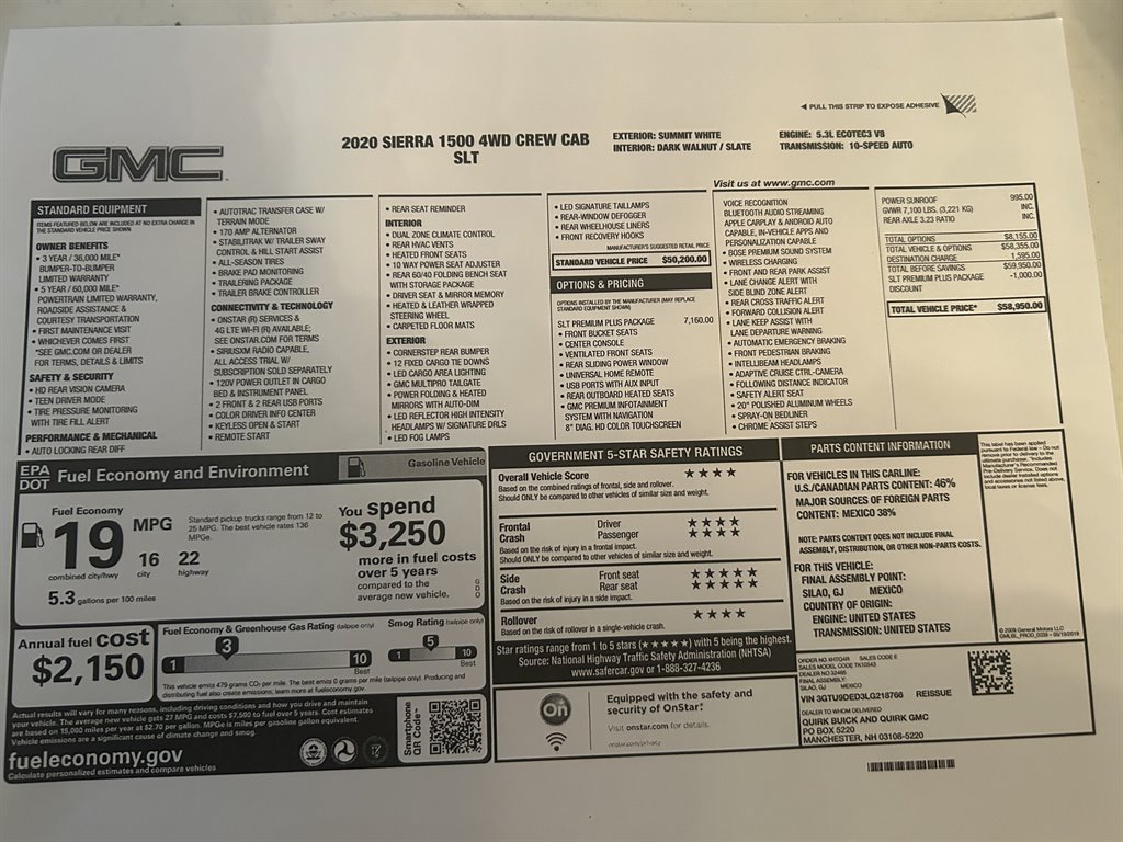 2020 GMC Sierra 1500 - $47,980