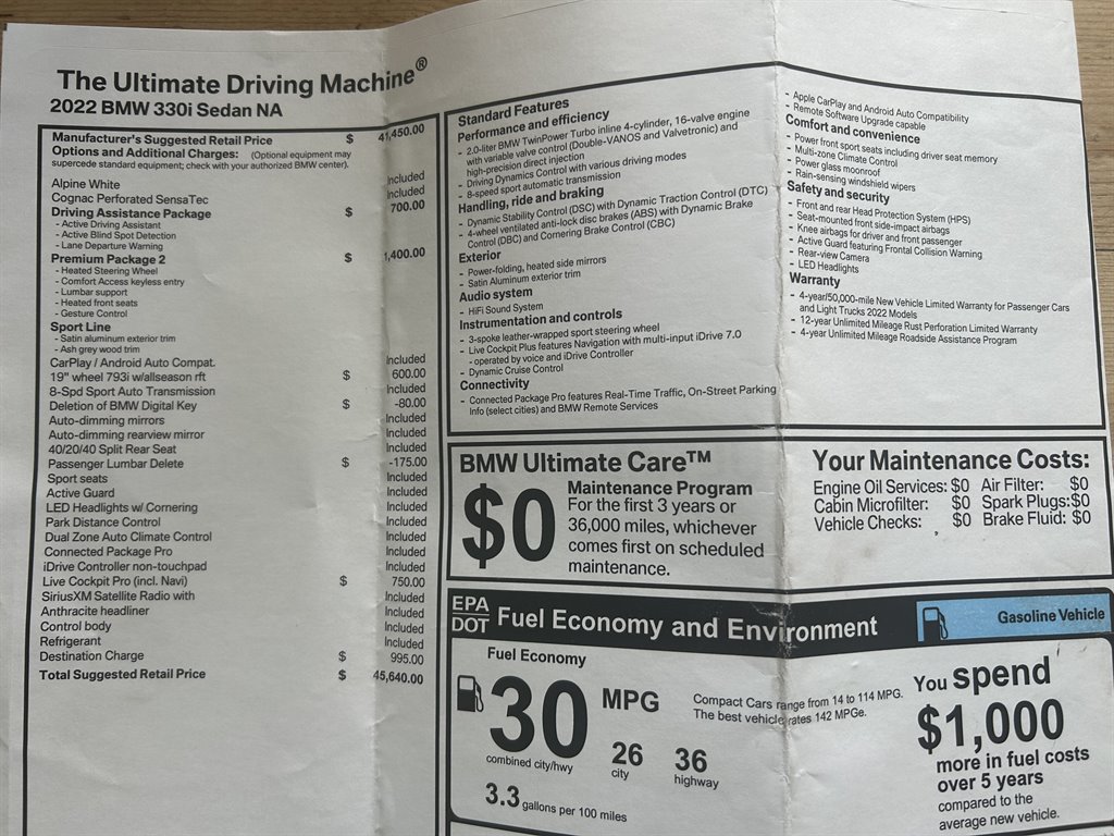 2022 BMW 330i - $31,890