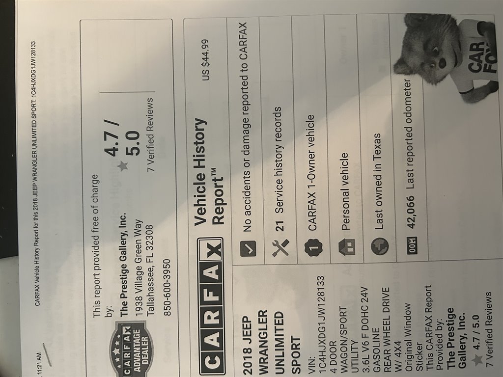 2018 Jeep Wrangler - $20,890