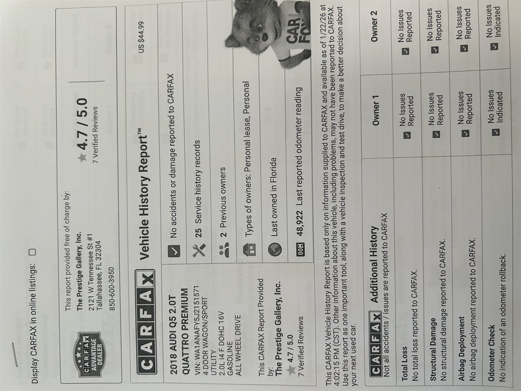 2018 Audi Q5 - $14,890