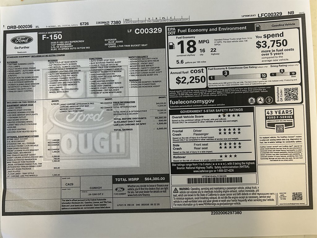 2020 Ford F-150 - $37,890