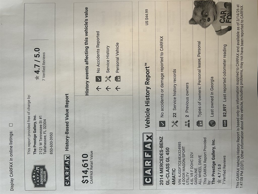 2014 Mercedes-Benz GL-Class - $13,890
