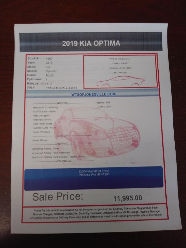 2019 Kia Optima LX photo