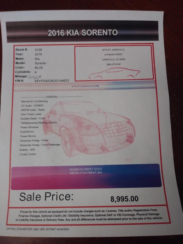 2016 Kia Sorento LX photo