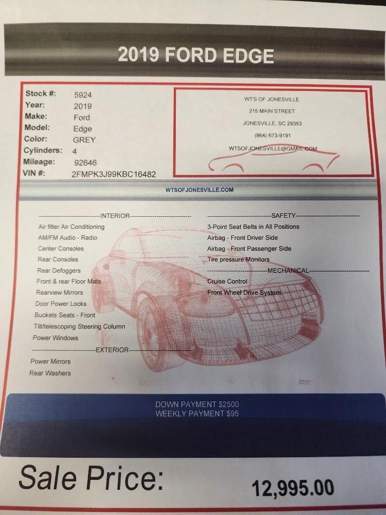 2019 Ford Edge - $12,992