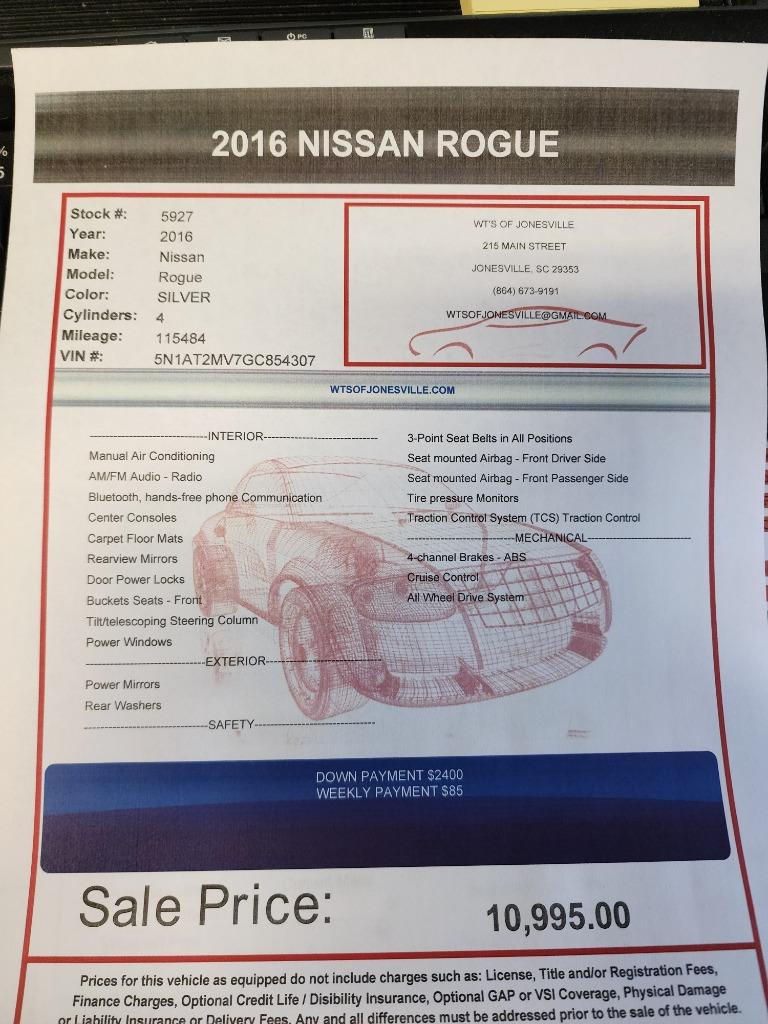 2016 Nissan Rogue - $10,995