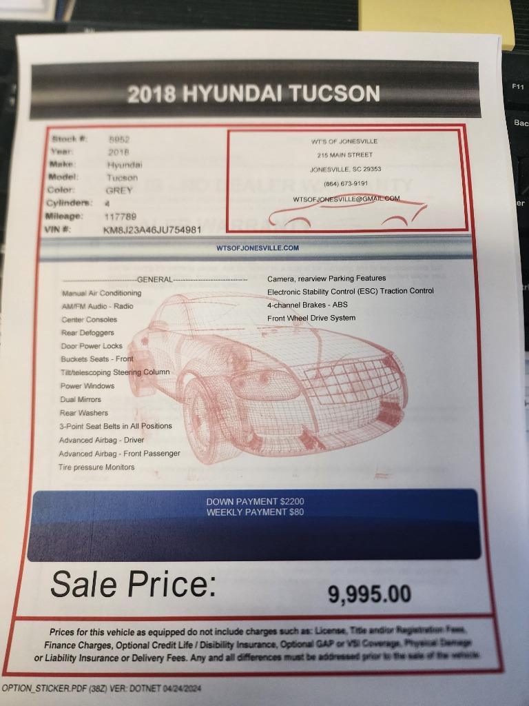 2018 Hyundai Tucson - $9,995